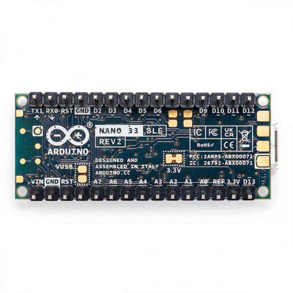 디바이스마트,오픈소스/코딩교육 > 아두이노 > 아두이노 정품 보드/쉴드/키트,아두이노,Arduino Nano 33 BLE with headers,ABX00034 / 블루투스를 활용한 근거리, 저전력 무선 프로젝트를 위한 아두이노 / nRF52840 및 Cortex M4F 기반 NINA B306 블루투스 5 모듈 / Arduino IDE 온라인 및 오프라인 완벽 호환 / 9축 IMU 센서 내장 / 핀헤더 납땜 버전