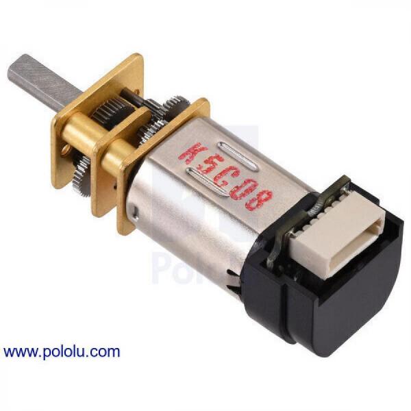 디바이스마트,기계/제어/로봇/모터 > 모터류 > DC기어드모터 > CarbonBrush모터,Pololu,75:1 Micro Metal Gearmotor HP 6V with 12 CPR Encoder, Side Connector #5163,단면적 : 10x12mm / 길이 : 9mm / 직경 : 3mm / DC 금속 기어모터 / 전압 : 6V / 사이드 커넥터
