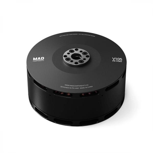 디바이스마트,기계/제어/로봇/모터 > 모터류 > BLDC모터 > 브랜드(Mad Motor) BLDC모터,Mad Motor,V105 VTOL Brushless Drone Motor 170KV [0101DJ1129],FLUXER Pro 30x10 MATT / AMPX 200A(5~14S) / Nominal Voltage : 12S LIPO Battery / Current : 194.7A(MAX) / Thrust : 30.4kg(MAX) / Power : 9015W(MAX) / D:108.6 x 49.9mm / 999g 