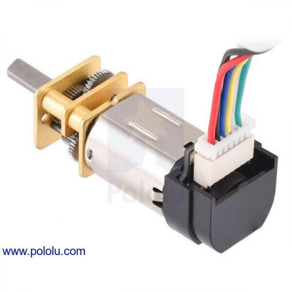 디바이스마트,기계/제어/로봇/모터 > 모터류 > DC기어드모터 > CarbonBrush모터,Pololu,75:1 Micro Metal Gearmotor HP 6V with 12 CPR Encoder, Back Connector #5162,단면적 : 10x12mm / 길이 : 9mm / 직경 : 3mm / DC 금속 기어모터 / 전압 : 6V