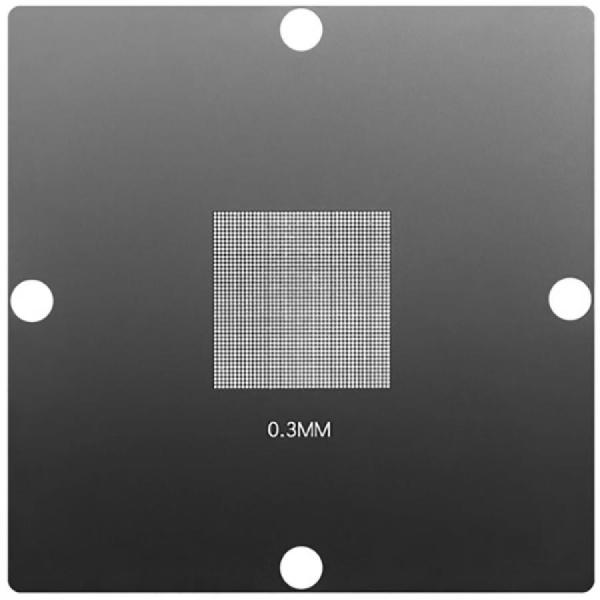 디바이스마트,수공구/전자공구/전동공구 > 전자공구 > PCB작업공구 > BGA 스텐실,SMG,BGA 범용 리볼링 스텐실 0.30-0.6mm [RBL-010],IC칩 볼 납땜 용 / 0.30mm, 0.6mm pitch / 재질: 강철 / 사이즈 90x90mm / PCB(회로 기판)의 표면에 납땜할 볼의 패턴을 정확하게 안착하기 위해 사용됩니다.