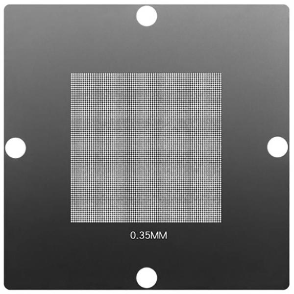 디바이스마트,수공구/전자공구/전동공구 > 전자공구 > PCB작업공구 > BGA 스텐실,SMG,BGA 범용 리볼링 스텐실 0.35-0.65mm [RBL-011],IC칩 볼 납땜 용 / 0.35mm, 0.65mm pitch / 재질: 강철 / 사이즈 90x90mm / PCB(회로 기판)의 표면에 납땜할 볼의 패턴을 정확하게 안착하기 위해 사용됩니다.