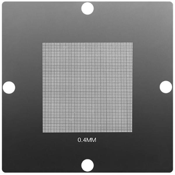 디바이스마트,수공구/전자공구/전동공구 > 전자공구 > PCB작업공구 > BGA 스텐실,SMG,BGA 범용 리볼링 스텐실 0.4-0.8mm [RBL-012],IC칩 볼 납땜 용 / 0.4mm, 0.8mm pitch / 재질: 강철 / 사이즈 90x90mm / PCB(회로 기판)의 표면에 납땜할 볼의 패턴을 정확하게 안착하기 위해 사용됩니다.