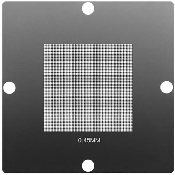 디바이스마트,수공구/전자공구/전동공구 > 전자공구 > PCB작업공구 > BGA 스텐실,SMG,BGA 범용 리볼링 스텐실 0.45-0.8mm [RBL-013],IC칩 볼 납땜 용 / 0.45mm, 0.8mm pitch / 재질: 강철 / 사이즈 90x90mm / PCB(회로 기판)의 표면에 납땜할 볼의 패턴을 정확하게 안착하기 위해 사용됩니다.