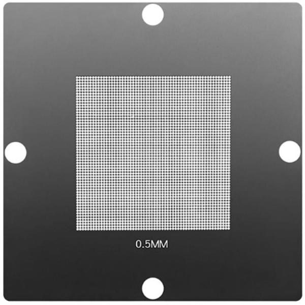 디바이스마트,수공구/전자공구/전동공구 > 전자공구 > PCB작업공구 > BGA 스텐실,SMG,BGA 범용 리볼링 스텐실 0.5-0.8mm [RBL-014],IC칩 볼 납땜 용 / 0.5mm, 0.8mm pitch / 재질: 강철 / 사이즈 90x90mm / PCB(회로 기판)의 표면에 납땜할 볼의 패턴을 정확하게 안착하기 위해 사용됩니다.