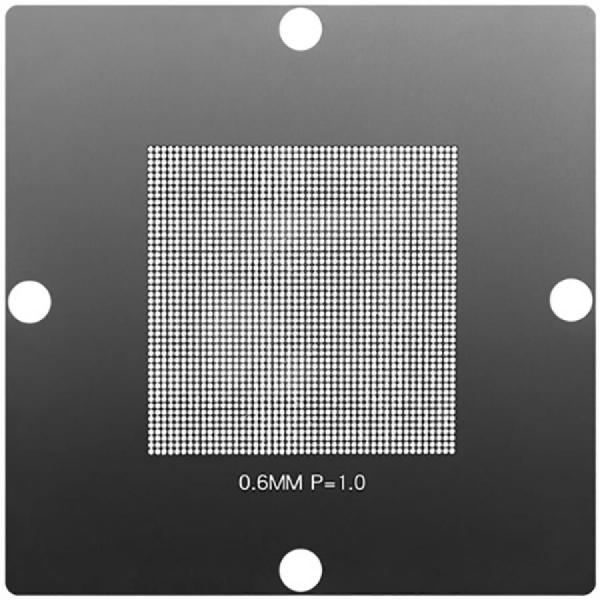 디바이스마트,수공구/전자공구/전동공구 > 전자공구 > PCB작업공구 > BGA 스텐실,SMG,BGA 범용 리볼링 스텐실 0.6-1.0mm [RBL-017],IC칩 볼 납땜 용 / 0.6mm, 1.0mm pitch / 재질: 강철 / 사이즈 90x90mm / PCB(회로 기판)의 표면에 납땜할 볼의 패턴을 정확하게 안착하기 위해 사용됩니다.