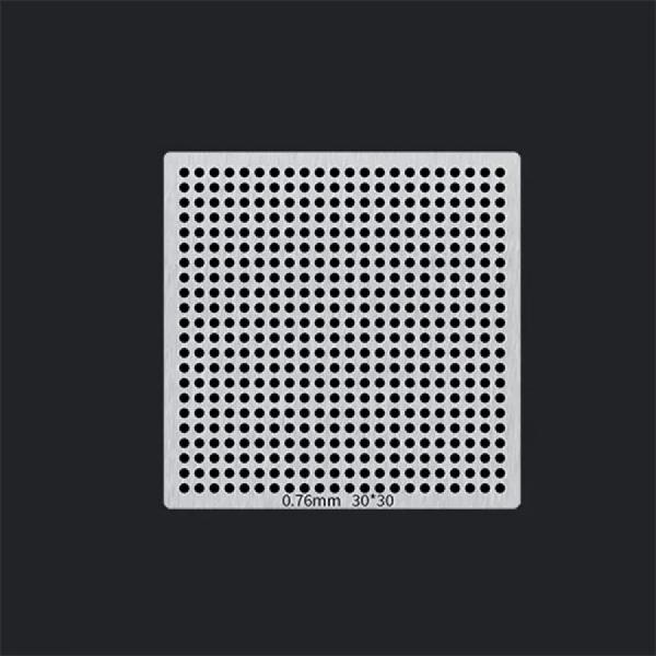 디바이스마트,수공구/전자공구/전동공구 > 전자공구 > PCB작업공구 > BGA 스텐실,SMG,22x22 소형 BGA 범용 스텐실 0.76-1.27mm [RBL-027],IC칩 볼 납땜 용 소형 스텐실 / 0.76규격 1.27mm pitch / 패턴:22x22 / 사이즈:30x30mm / 재질:강철 / PCB(회로 기판)의 표면에 납땜할 볼의 패턴을 정확하게 안착하기 위해 사용됩니다.