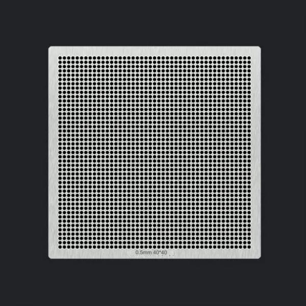 디바이스마트,수공구/전자공구/전동공구 > 전자공구 > PCB작업공구 > BGA 스텐실,SMG,45x45 소형 BGA 범용 스텐실 0.5-0.8mm [RBL-037],IC칩 볼 납땜 용 소형 스텐실 / 0.5규격 0.8mm pitch / 패턴:45x45 / 사이즈:40x40mm / 재질:강철 / PCB(회로 기판)의 표면에 납땜할 볼의 패턴을 정확하게 안착하기 위해 사용됩니다.