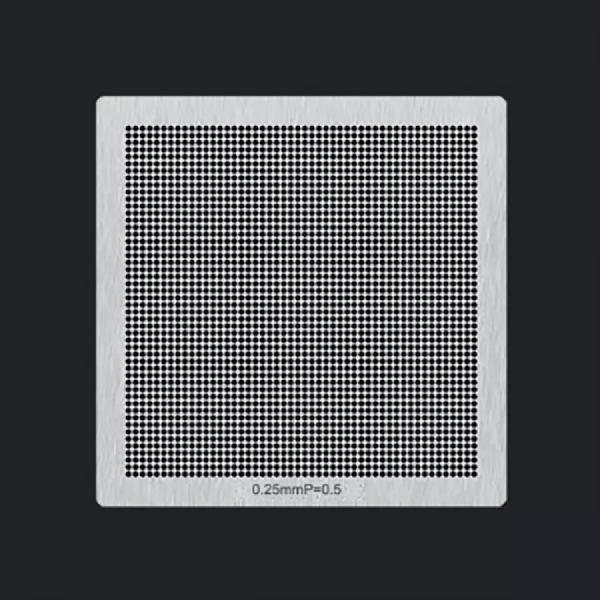 디바이스마트,수공구/전자공구/전동공구 > 전자공구 > PCB작업공구 > BGA 스텐실,SMG,50x50 소형 BGA 범용 스텐실 0.25-0.5mm [RBL-042],IC칩 볼 납땜 용 소형 스텐실 / 0.25규격 0.5mm pitch / 패턴:50x50 / 사이즈:29x29mm / 재질:강철 / PCB(회로 기판)의 표면에 납땜할 볼의 패턴을 정확하게 안착하기 위해 사용됩니다.