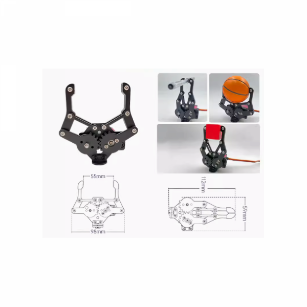 디바이스마트,기계/제어/로봇/모터 > 전문분야 로봇 > 로봇 Arm(로봇암/로봇팔),Yeahbot,합금 기계식 그리퍼 [MAC-003],알루미늄 합금 / 클램핑 범위 0~55mm / 서보 모델 TBS-K15/ZX20S / PWM 제어 or 직렬 포트 제어 / 최대 클램핑력 800g / 서보모터 별매