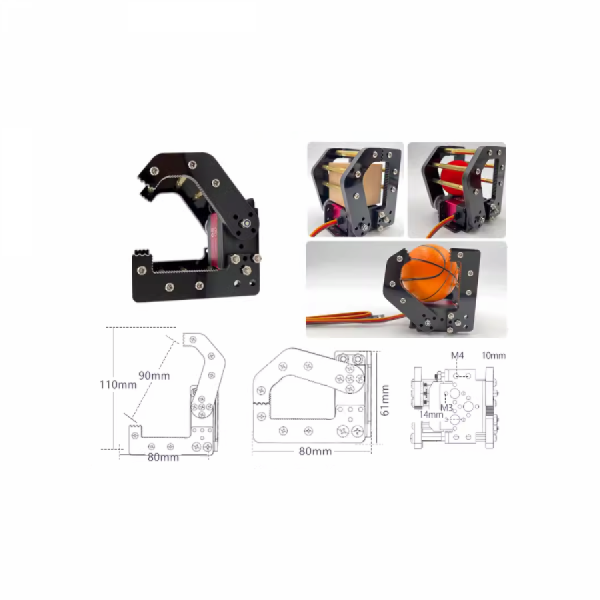 디바이스마트,기계/제어/로봇/모터 > 전문분야 로봇 > 로봇 Arm(로봇암/로봇팔),Yeahbot,클로 DIY 기계식 그리퍼 [MAC-005],아크릴+구리 기둥 / 클램핑 범위 0~90mm / 서보 모델 TBS-K15/ZX20S / PWM 제어 or 직렬 포트 제어 / 최대 클램핑력 800g / 서보모터 별매