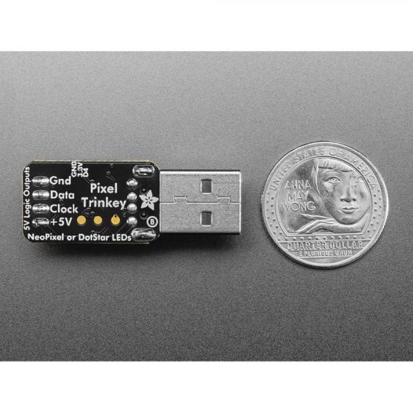 디바이스마트,MCU보드/전자키트 > 통신/네트워크 > USB관련,Adafruit,Adafruit Pixel Trinkey - USB Key for NeoPixel / DotStar Driving [ada-5953],컴퓨터의 usb 포트에 연결되며 납땜이나 배선 없이 수많은 NeoPixel 또는 DotStar LED 를 구동할 수 있습니다 / 48MHz 32비트 프로세서, 256KB 플래시 및 32KB RAM / Arduino IDE  또는  CircuitPython 과 함께 사용