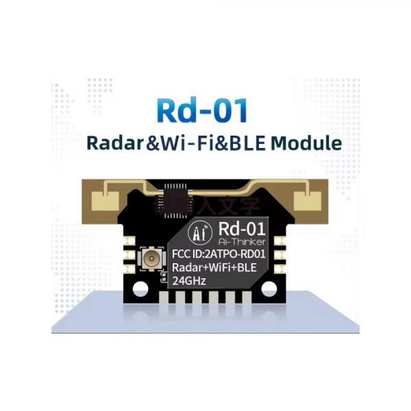 디바이스마트,MCU보드/전자키트 > 센서모듈 > 라이다/거리/초음파/라인 > 레이다(RADAR)센서,Ai-Thinker,24G 레이더 인체감지 센서 모듈 [Rd-01],칩셋 : S3KM111L+BL602 / 와이파이 블루투스 콤보 / 크기 : 35.0*18.0*3.6(±0.2)mm / 레이더: 24G ~24.25GHz Wi-Fi:2400 ~ 2483.5MHz / IO : 8 / UART 속도 : 기본 256000bps / 전압 3.0V ~ 3.6V / 안테나 미포함