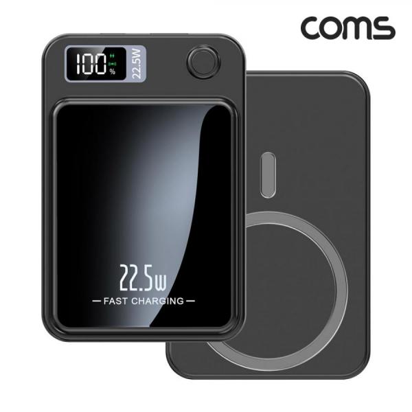 디바이스마트,컴퓨터/모바일/가전 > 스마트폰/스마트기기 > 충전기/보조배터리 > 보조배터리,Coms,맥세이프 보조배터리 Black 10000mAh 대용량 유선 무선 초고속충전 메탈링 [UB929],대용량 유선 무선 초고속충전 메탈링