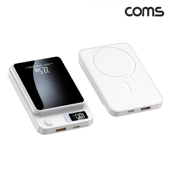 디바이스마트,컴퓨터/모바일/가전 > 스마트폰/스마트기기 > 충전기/보조배터리 > 보조배터리,Coms,맥세이프 보조배터리 White 10000mAh 대용량 유선 무선 초고속충전 메탈링 [UB930],대용량 유선 무선 초고속충전 메탈링