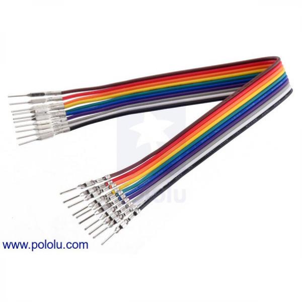 디바이스마트,케이블/전선 > 점퍼/하네스/악어/바나나 > 점퍼 와이어/케이블,Pololu,Ribbon Cable with Pre-Crimped Terminals 10-Color M-M 6inch (15 cm) #4577,6인치(15cm) / 양쪽 끝에 수 압착 핀이 있습니다 / 각각 색상이 다른 10개의 와이어