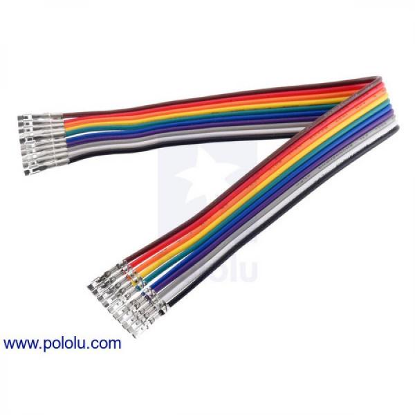 디바이스마트,케이블/전선 > 점퍼/하네스/악어/바나나 > 점퍼 와이어/케이블,Pololu,Ribbon Cable with Pre-Crimped Terminals 10-Color F-F 6inch (15 cm) #4575,6인치(15cm) / 양쪽 끝에 암 압착 핀이 있습니다 / 각각 색상이 다른 10개의 와이어