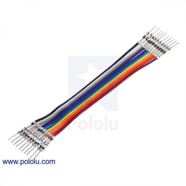 디바이스마트,케이블/전선 > 점퍼/하네스/악어/바나나 > 점퍼 와이어/케이블,Pololu,Ribbon Cable with Pre-Crimped Terminals 10-Color M-M 3inch (7.5 cm) #4574,3인치(7.5cm) / 양쪽 끝에 수 압착 핀이 있습니다 / 각각 색상이 다른 10개의 와이어