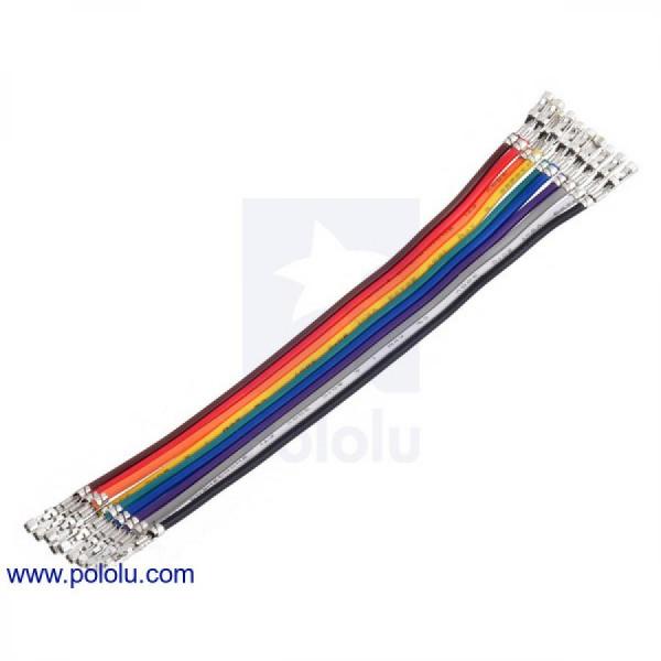 디바이스마트,케이블/전선 > 점퍼/하네스/악어/바나나 > 점퍼 와이어/케이블,Pololu,Ribbon Cable with Pre-Crimped Terminals 10-Color F-F 3inch (7.5 cm) #4572,3인치(7.5cm) / 양쪽 끝에 암 압착 핀이 있습니다 / 각각 색상이 다른 10개의 와이어