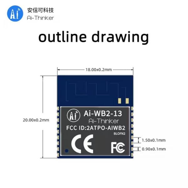 디바이스마트,MCU보드/전자키트 > 통신/네트워크 > 와이파이,Ai-Thinker,WiFi+BLE 콤보모듈 [Ai-WB2-13],코어 프로세서로 BL602 칩 장착 / Wi-Fi 802.11b/g/n 프로토콜 및 BLE 5.0 프로토콜을 지원 / 크기 : 20*18*3.1 / 작동 온도 : -40°C~ 85°C / 전압 : 2.7V ~ 3.6V