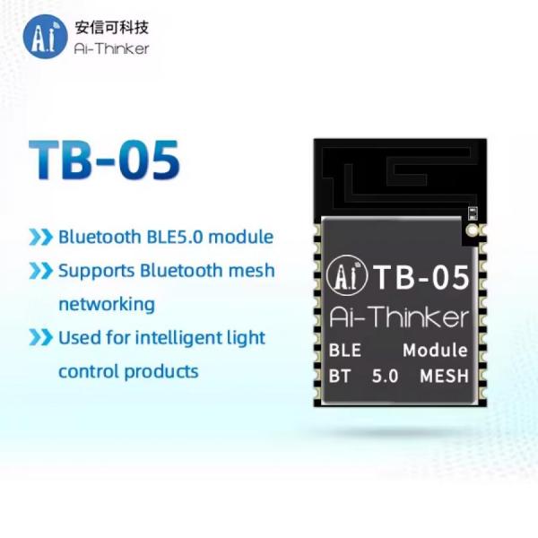 디바이스마트,MCU보드/전자키트 > 통신/네트워크 > 블루투스/BLE,Ai-Thinker,저전력 블루투스 BLE5.0 모듈 [TB-05],TLSR8250 칩을 기반으로 하는 BLE5.0 저전력 소비 모듈 / 크기 : 12.2*18.6*2.8mm / 주파수 : 2400~2483.5MHz