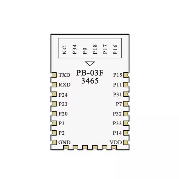 디바이스마트,MCU보드/전자키트 > 통신/네트워크 > 블루투스/BLE,Ai-Thinker,저전력 블루투스 BLE5.2 모듈 [PB-03F],저전력 소모를 갖춘 BLE SoC / 칩셋 : PHY6252 / 크기 : 24*16*3.1mm /  작동 온도 : -40°C ~ 85°C / 전압 : 2.7V ~ 3.6V