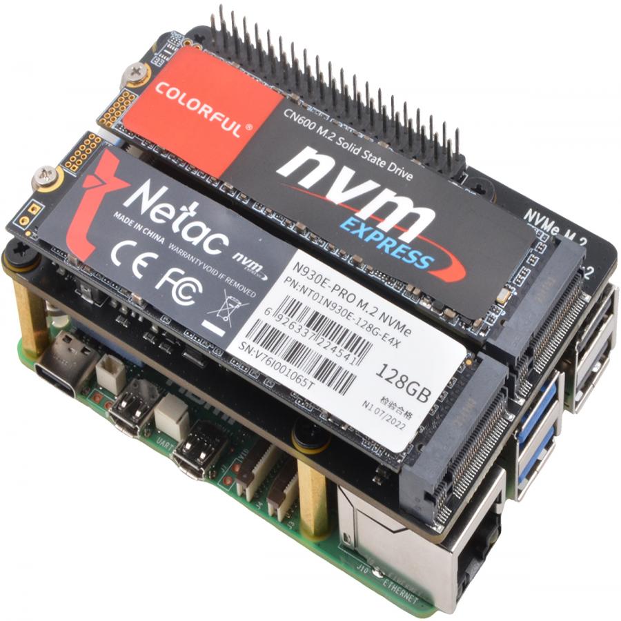 라즈베리파이5 듀얼 PCle M.2 2280 NVMe 상판 [X1004]