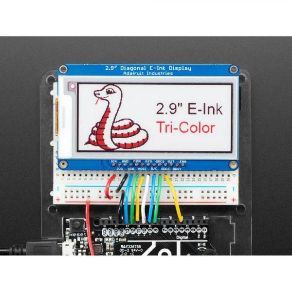 디바이스마트,MCU보드/전자키트 > 디스플레이 > E-paper,Adafruit,Adafruit 2.9inch Red/Black/White eInk Display Breakout - THINK INK - UC8151D Chipset [ada-1028],2.9인치 삼색 디스플레이 / MicroSD 소켓 추가 / 마이크로컨트롤러와 사용 가능 / 제품 크기: 80.0mm x 47.0mm x 5.0mm