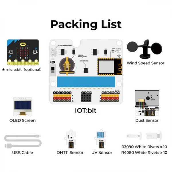 디바이스마트,오픈소스/코딩교육 > Micro:Bit > 마이크로비트 교육용키트,ELECFREAKS,micro:bit Smart Climate Kit, and IOT:bit expansion board [EF08314],마이크로비트 스마트 환경 키트 / 먼지, 온습도, 기상, 자외선 등 모니터링 가능