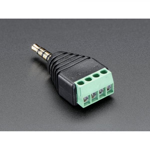 디바이스마트,커넥터/PCB > 터미널블럭 > 소형타입,Adafruit,3.5mm (1/8inch) 4-Pole (TRRS) Audio Plug Terminal Block [ada-2914],납땜이 필요하지 않습니다 / 3개의 신호와 접지 등 총 4개의 컨덕터 / 단자 피치 : 3.5mm