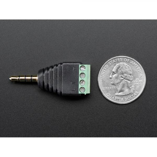 디바이스마트,커넥터/PCB > 터미널블럭 > 소형타입,Adafruit,3.5mm (1/8inch) 4-Pole (TRRS) Audio Plug Terminal Block [ada-2914],납땜이 필요하지 않습니다 / 3개의 신호와 접지 등 총 4개의 컨덕터 / 단자 피치 : 3.5mm