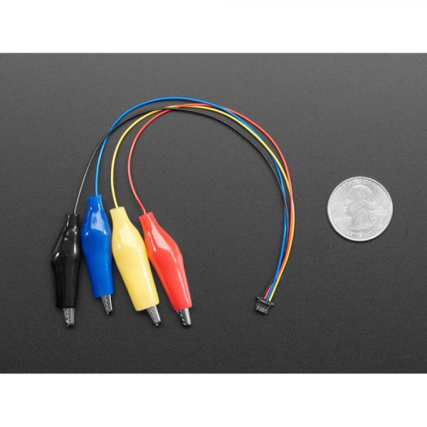 디바이스마트,케이블/전선 > 점퍼/하네스/악어/바나나 > 점퍼 와이어/케이블,Adafruit,JST SH 4-pin Cable with Alligator Clips - STEMMA QT / Qwiic [ada-4398],STEMMA QT / 와이어 길이 : 약 150mm