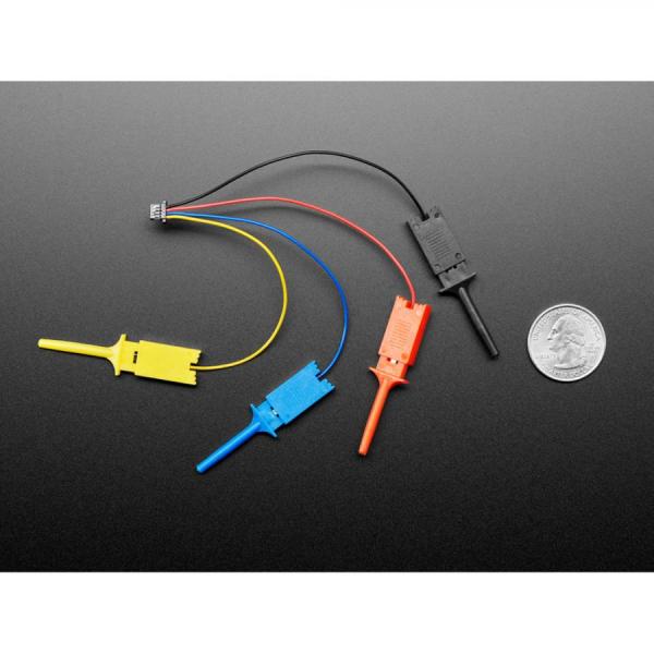 디바이스마트,케이블/전선 > 점퍼/하네스/악어/바나나 > 점퍼 와이어/케이블,Adafruit,JST-SH 4-pin Cable with Micro SMT Test Hooks - STEMMA QT / Qwiic [ada-5037],I2C 호환 가능 / 한쪽에는 JST SH 4핀이 있고 다른 한쪽에는 마이크로 후크 클립이 있습니다