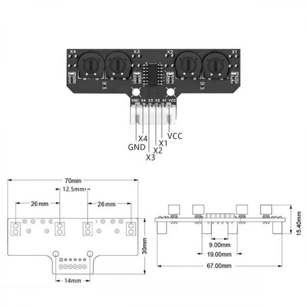 디바이스마트,기계/제어/로봇/모터 > 전문분야 로봇 > 로봇 Arm(로봇암/로봇팔),Yeahbot,4채널 추적 모듈+XH2.54-6P 케이블 [SFB-060],4채널 / 적외선 추적 / 라인 감지 / 고정밀 / 감도 150° / 감지거리 1-100m