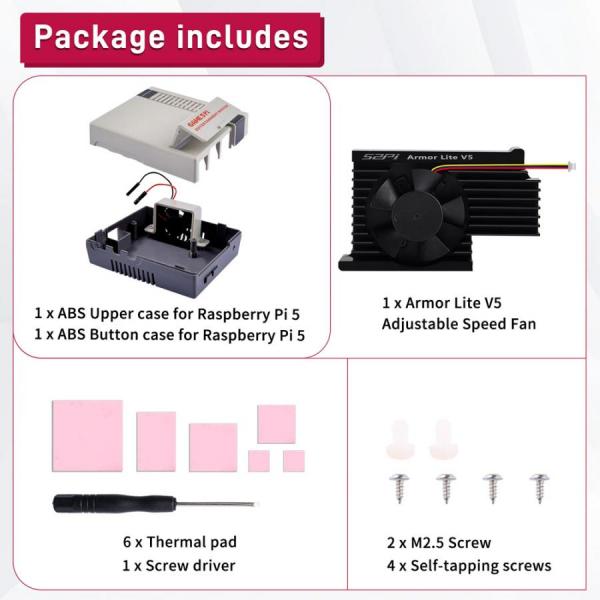 디바이스마트,오픈소스/코딩교육 > 라즈베리파이 > 라즈베리파이 케이스,52PI,라즈베리파이5 Game5 Pi 케이스 Armor Lite V5 쿨러 포함 [ZP-0181],라즈베리파이5 전용 케이스 / 인클로저 / Armor 쿨러 / ABS / 사이즈 : 94*82*40mm