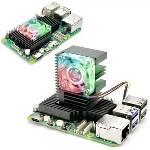 디바이스마트,오픈소스/코딩교육 > 라즈베리파이 > 아답터/방열판/OS/기타,일렉트로쿠키,라즈베리파이5 액티브 RGB 쿨러 - 2가지 방열모드 [Dual/ RGB],뛰어난 2단계 방열 구조와 RGB 무드조명이 장착된 라즈베리파이5 전용 쿨러