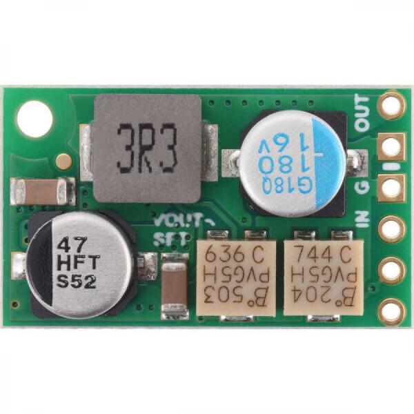 디바이스마트,MCU보드/전자키트 > 전원/신호/저장/응용 > 레벨컨버터/전압관리,Pololu,1.4-7V, 3.4A Fine-Adjust Step-Down Voltage Regulator w/ Adjustable Low-Voltage Cutoff D30V30MALCMA #4872,출력 전압 범위 : 1.4V ~ 7V / 최대 전류 출력 : 3.4A / 입력 전압 범위 : 3.3V ~ 45V / 저전압 차단 가능