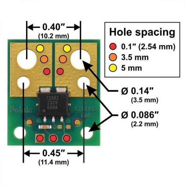 디바이스마트,MCU보드/전자키트 > 센서모듈 > 전압/전류센서,Pololu,ACS72981LLRATR-050U3 Current Sensor Compact Carrier 0A to 50A, 3.3V #5252,범위 : 0-50A(단방향) / 낮은 저항(~0.2 mΩ) / 전원 전압 : 3.0V ~ 3.6V / 감도 : 52.8mV/A / 영점 : 0.33V / 응답 시간 : 2µs 미만 / 크기 : 0.7x0.8