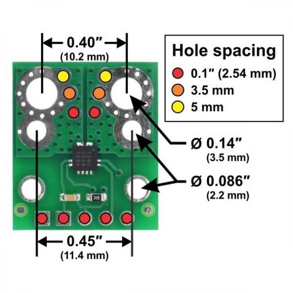 디바이스마트,MCU보드/전자키트 > 센서모듈 > 전압/전류센서,Pololu,ACS71240KEXBLT-050B3 Current Sensor Carrier -50A to +50A, 3.3V #5242,범위 : ±50A(양방향) / 낮은 저항(~0.6 mΩ) / 전원 전압 : 3.0V ~ 3.6V / 감도 : 26.4mV/A / 영점 : 1.65V / 응답 시간 :  5µs 미만