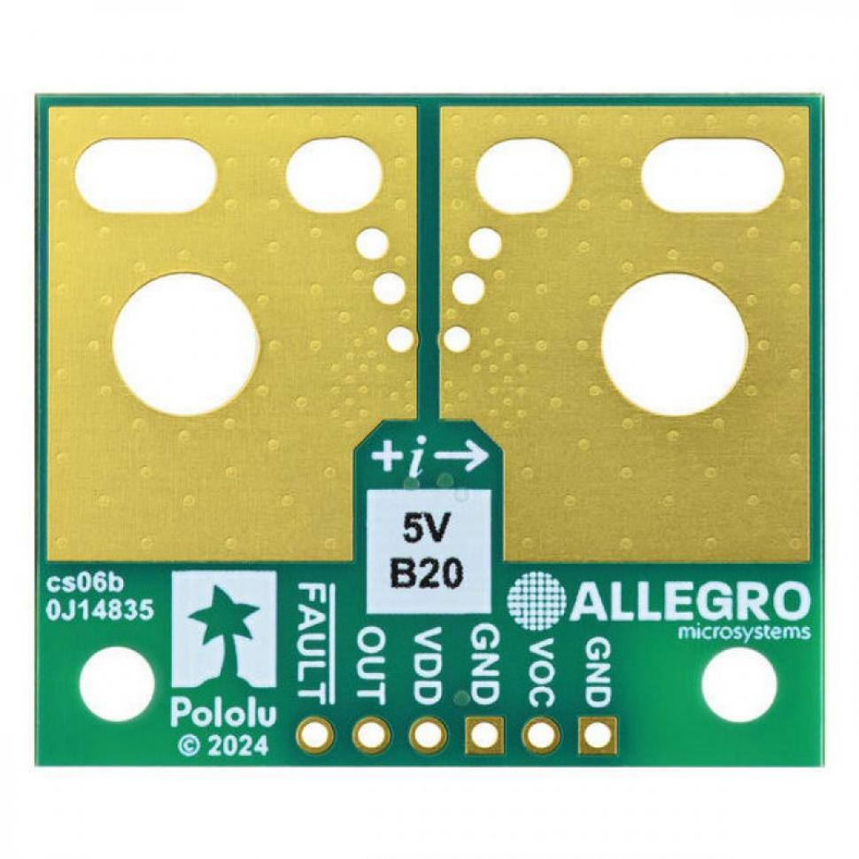 디바이스마트,MCU보드/전자키트 > 센서모듈 > 전압/전류센서,Pololu,ACS37220LEZATR-200B5 Current Sensor Large Carrier -200A to +200A, 5V #5299,범위 : ±200A (양방향) / 낮은 저항(~0.1 mΩ) / 전원 전압 : 4.5V ~ 5.5V / 강도 : 10mV/A / 영점 : 2.5V / 크기 : 1.4x1.2 / PCB 레이어 : 6