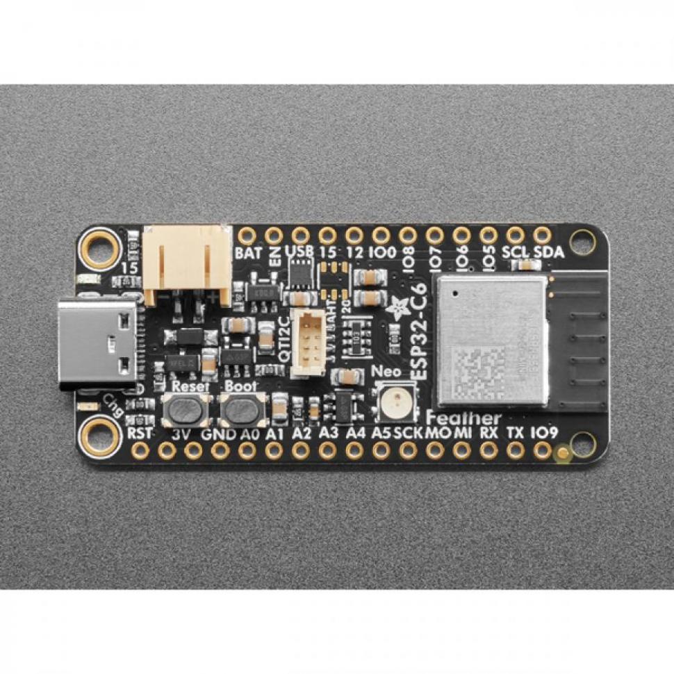 디바이스마트,MCU보드/전자키트 > 통신/네트워크 > 와이파이,Adafruit,Adafruit ESP32-C6 Feather - STEMMA QT [ada-5933],2.4GHz Wi-Fi 6, Bluetooth 5(LE) 및 802.15.4 프로토콜 통합