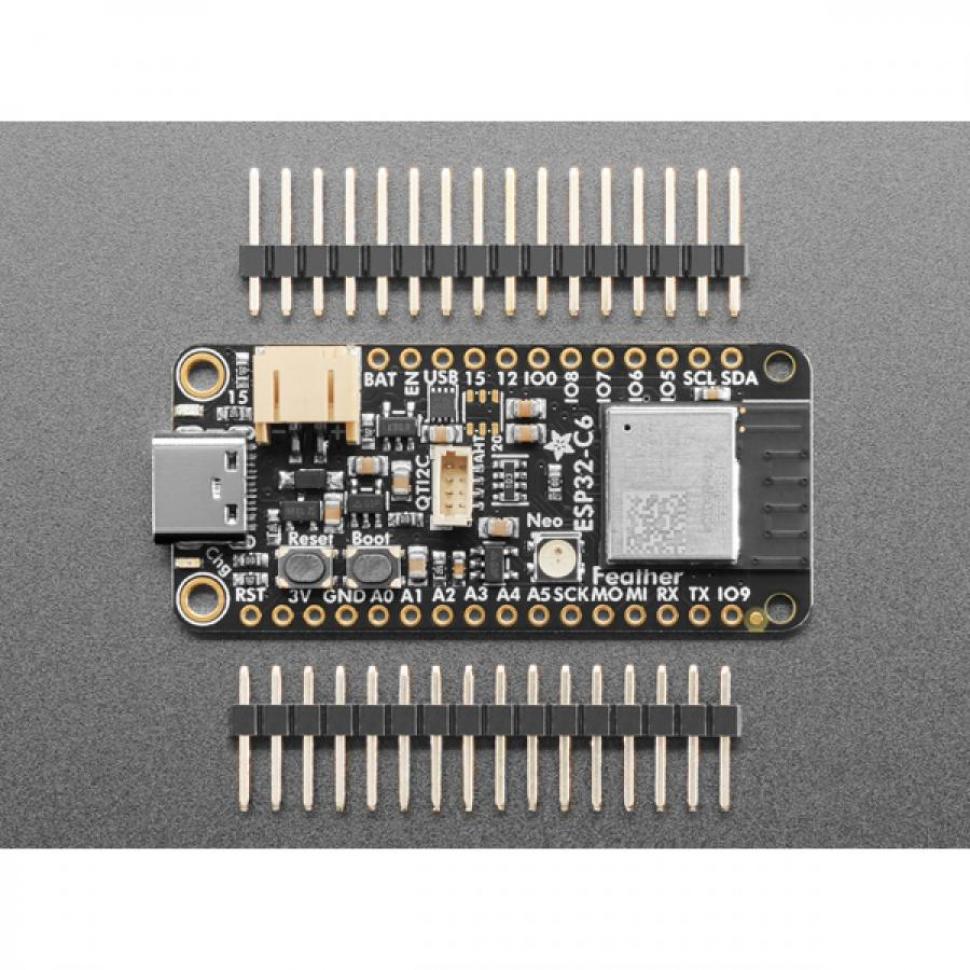 디바이스마트,MCU보드/전자키트 > 통신/네트워크 > 와이파이,Adafruit,Adafruit ESP32-C6 Feather - STEMMA QT [ada-5933],2.4GHz Wi-Fi 6, Bluetooth 5(LE) 및 802.15.4 프로토콜 통합
