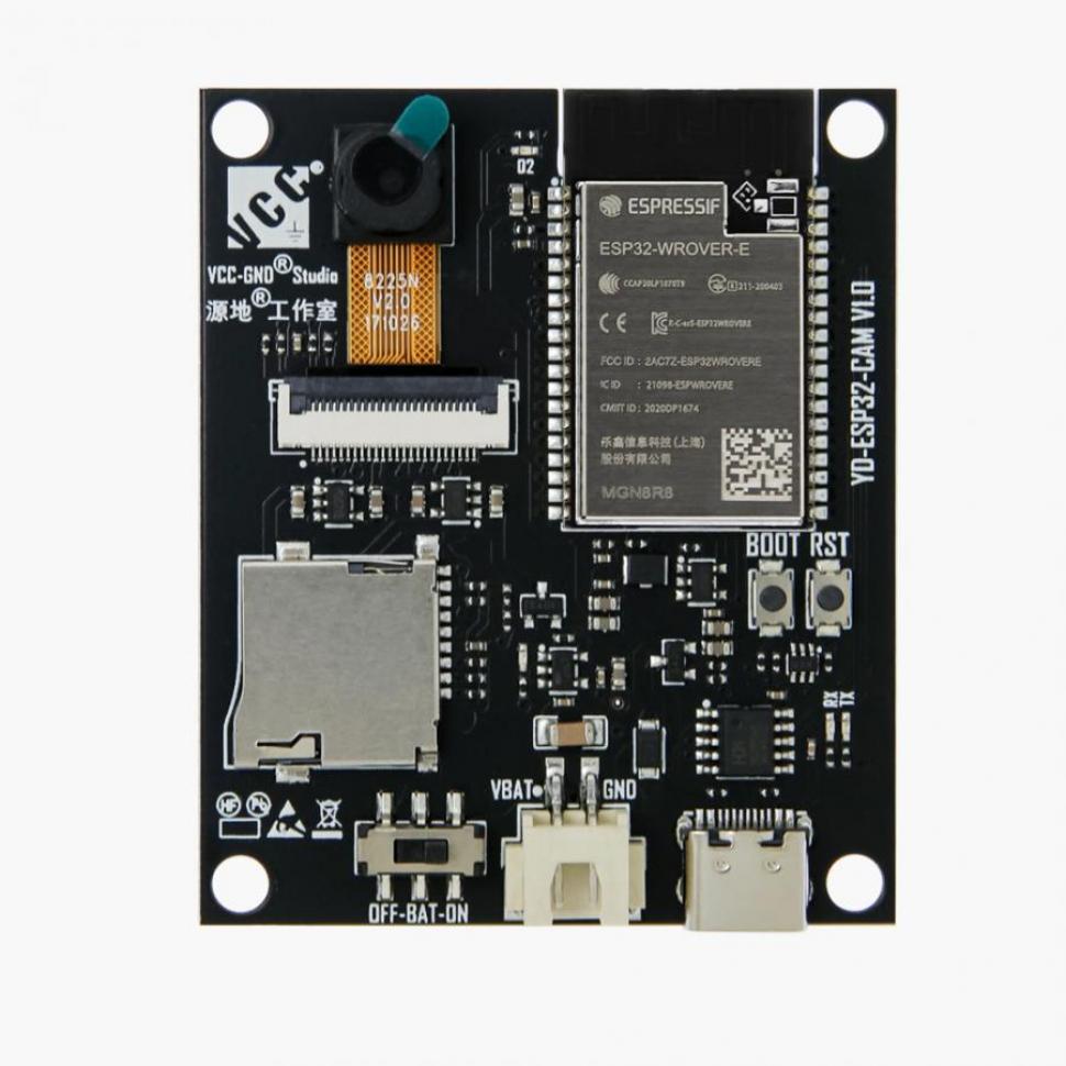 디바이스마트,오픈소스/코딩교육 > 아두이노 > 아두이노 호환보드,VCC-GND Studio,아두이노 웹캠 ESP32-CAM IoT 카메라 테스터 보드 [VND045],YD-ESP32-CAM / 카메라 테스트 보드/ OV2640 / 온보드 충전 회로 / 온보드 USB-직렬 포트 회로 / TF 전원 공급 가능 / USB 케이블 포함
