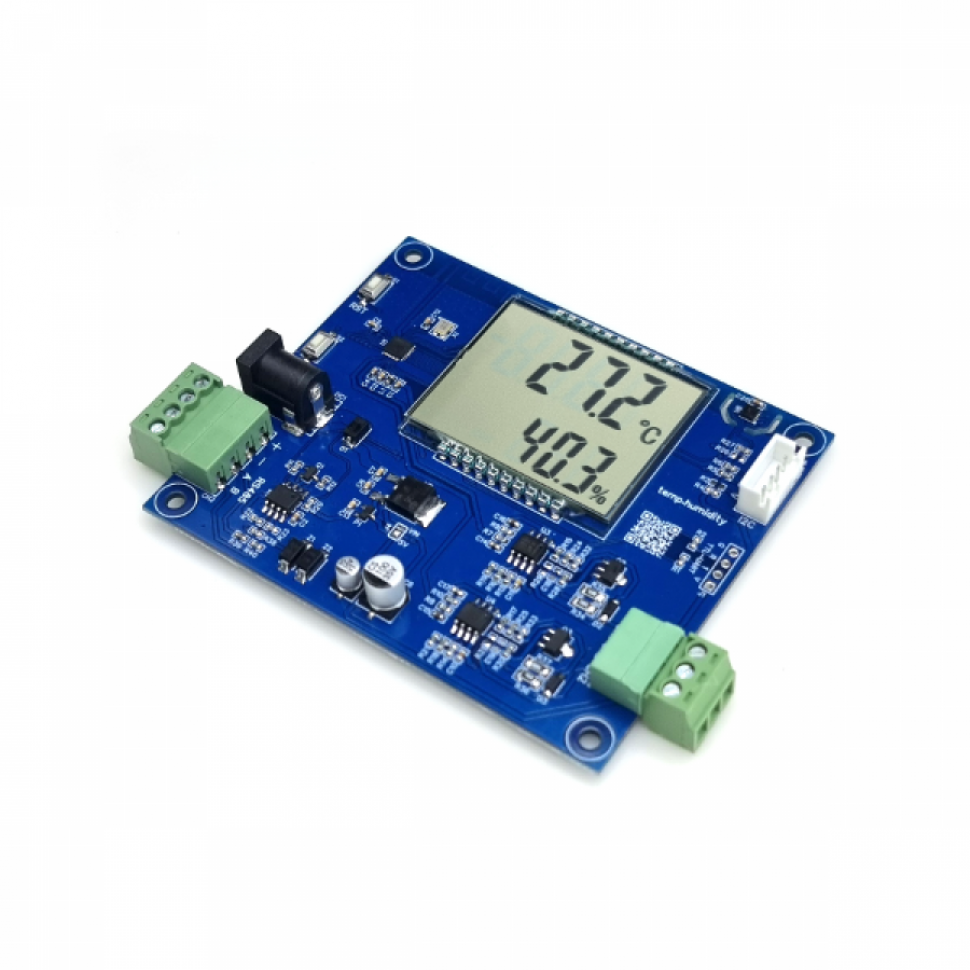 디바이스마트,LED/LCD > LCD 캐릭터/그래픽 > 세그먼트 LCD,한진데이타,4~20mA 출력 온/습도 측정 LCD 표시 모듈 (P3471-4),본 제품은 SHT30 고기능 온/습도 센서가 내장되어 측정값이 LCD 화면에 표시되며 RS485(MODBUS) 통신 지원 및 온도와 습도 측정값이 각각 4~20mA 아날로그 전류로 출력됩니다.