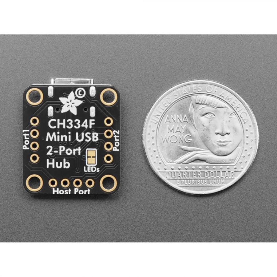 디바이스마트,MCU보드/전자키트 > 통신/네트워크 > USB관련,Adafruit,Adafruit CH334F Mini 2-Port USB Hub Breakout [ada-5999],2포트 / 고속 포트 하나를 4개로 변환하는 CH334F USB 2.1 허브 칩 탑재 / 컴팩트한 디자인으로 인클로저나 기존 장치에 쉽게 내장 / 장착구멍 : 4개