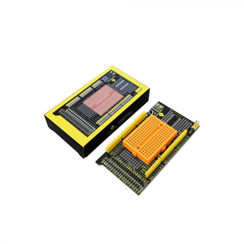 디바이스마트,오픈소스/코딩교육 > 아두이노 > 아두이노 호환쉴드,keyestudio,아두이노 프로토 쉴드 (브레드보드 포함) [KS0005],프로토타입 확장 보드 V3 / 5V, 3V 및 Arduino Vin 핀 확장 / ICSP 인터페이스 확장 / 크기(mm): 106x56x19 /무게(MEGA 프로토쉴드만 해당): 27.2g 