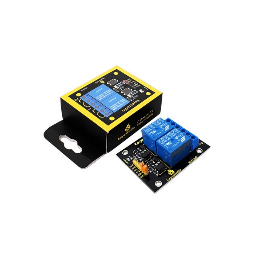 디바이스마트,오픈소스/코딩교육 > 아두이노 > 아두이노 스위치/릴레이모듈,keyestudio,아두이노 2채널 5V 릴레이 모듈 [KS0057],아두이노 ARM PIC AVR DSP 전자용 / 제어 신호: TTL 전압 / 정격 전류: 10A(NO) 5A(NC) / 최대 스위칭 전압: 250VAC 30VDC / 접촉 작동 시간: 