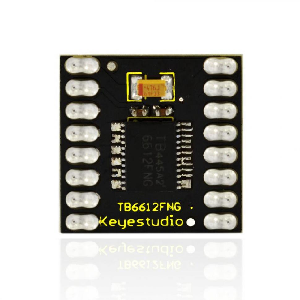 디바이스마트,오픈소스/코딩교육 > 아두이노 > 아두이노 모터/드라이버모듈,keyestudio,아두이노 TB6612FNG 모터 드라이버 모듈 [KS0066],전원 공급 전압: VM=최대 15V, VCC=2.7-5.5V / 출력 전류: Iout=1.2A(평균) / 3.2A(피크) / 열 차단 회로 및 저전압 감지 회로 내장 / CW,CCW,단거리 브레이크,정지 모터 제어 모드