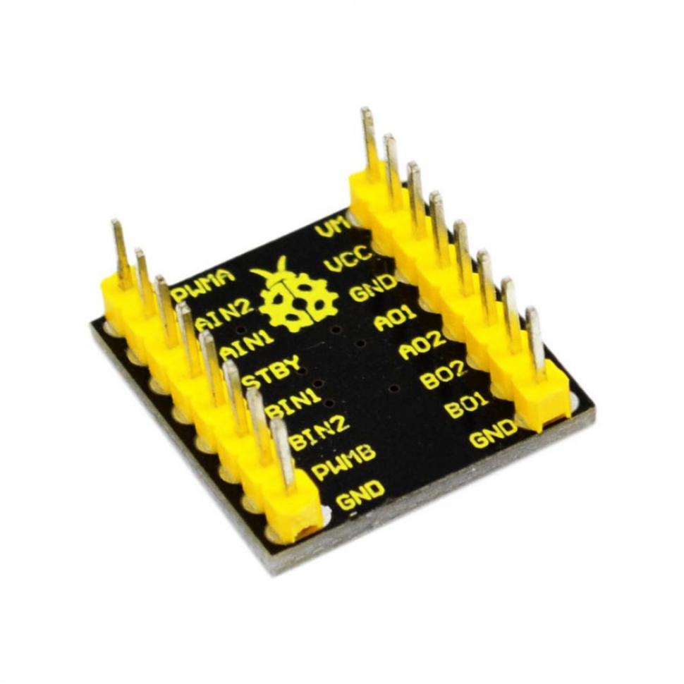 디바이스마트,오픈소스/코딩교육 > 아두이노 > 아두이노 모터/드라이버모듈,keyestudio,아두이노 TB6612FNG 모터 드라이버 모듈 [KS0066],전원 공급 전압: VM=최대 15V, VCC=2.7-5.5V / 출력 전류: Iout=1.2A(평균) / 3.2A(피크) / 열 차단 회로 및 저전압 감지 회로 내장 / CW,CCW,단거리 브레이크,정지 모터 제어 모드