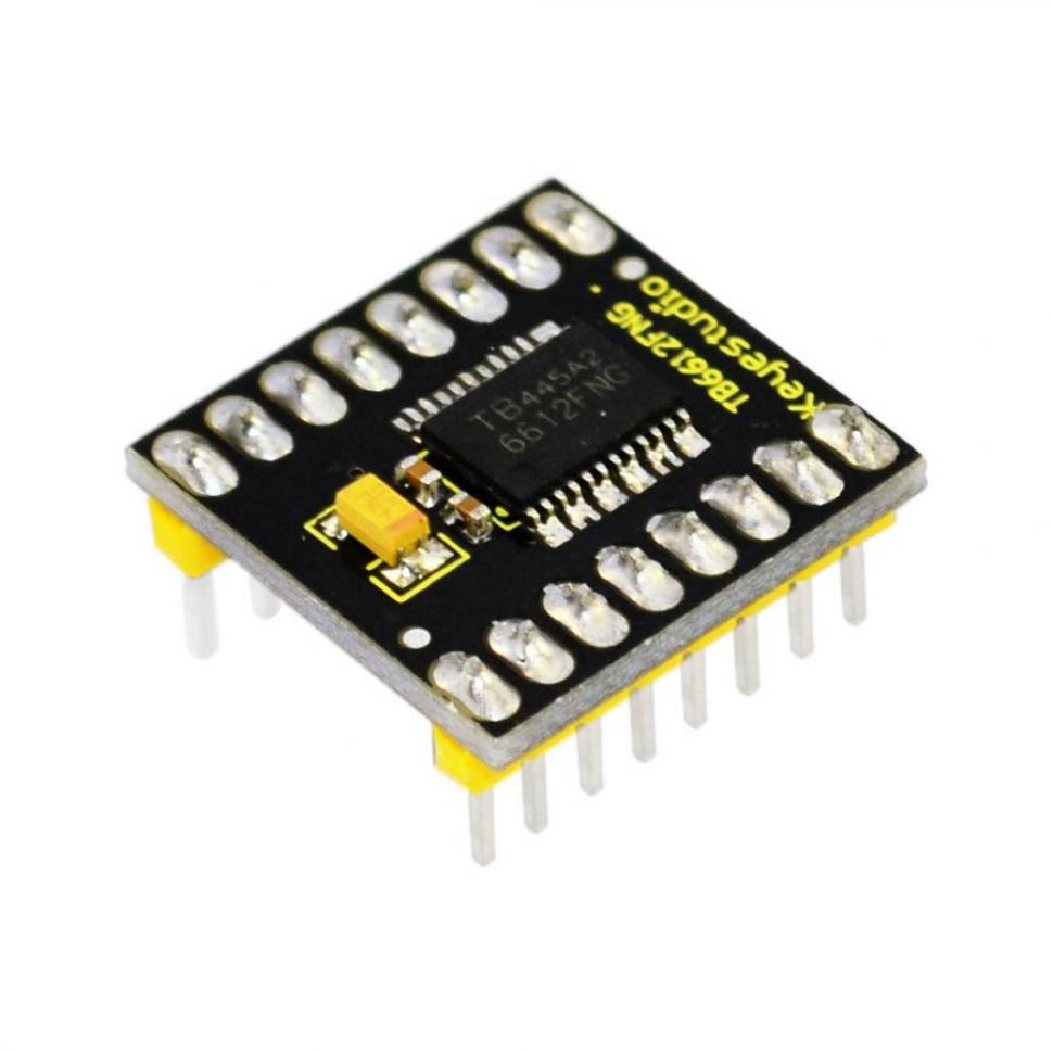 디바이스마트,오픈소스/코딩교육 > 아두이노 > 아두이노 모터/드라이버모듈,keyestudio,아두이노 TB6612FNG 모터 드라이버 모듈 [KS0066],전원 공급 전압: VM=최대 15V, VCC=2.7-5.5V / 출력 전류: Iout=1.2A(평균) / 3.2A(피크) / 열 차단 회로 및 저전압 감지 회로 내장 / CW,CCW,단거리 브레이크,정지 모터 제어 모드